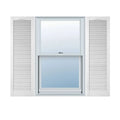 18 inchw x 40 inchh Vinyl Louver Shutters, Bright White B82943
