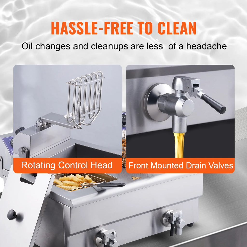 Commercial Electric Deep Fryer with Dual Tanks 3000W I61120