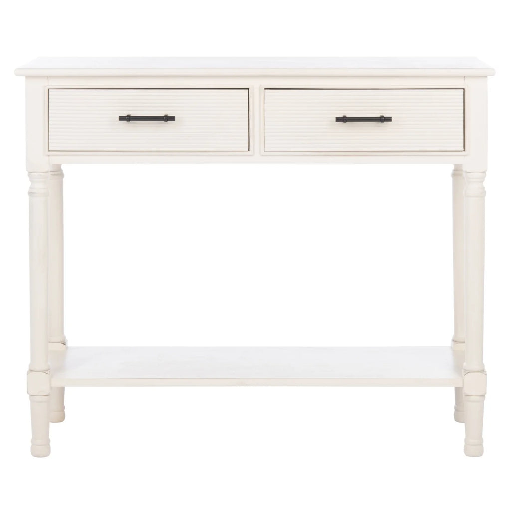 Distressed White 2 Drawer Console Table V5006