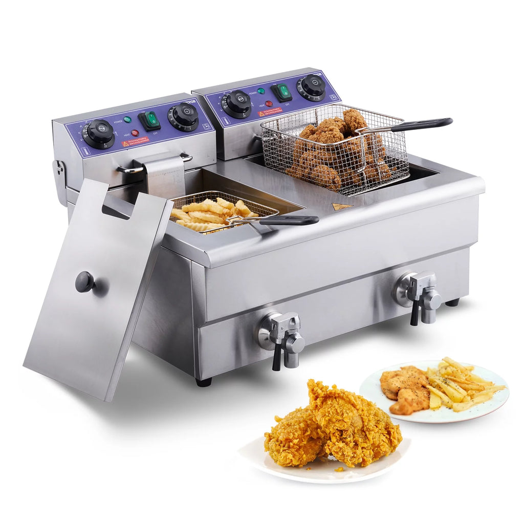 Commercial Electric Deep Fryer with Dual Tanks 3000W I61120