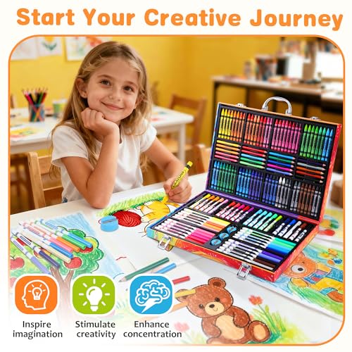 158 Pcs Art Supplies Drawing Painting Set with Colored Pencils Crayons Markers O4280