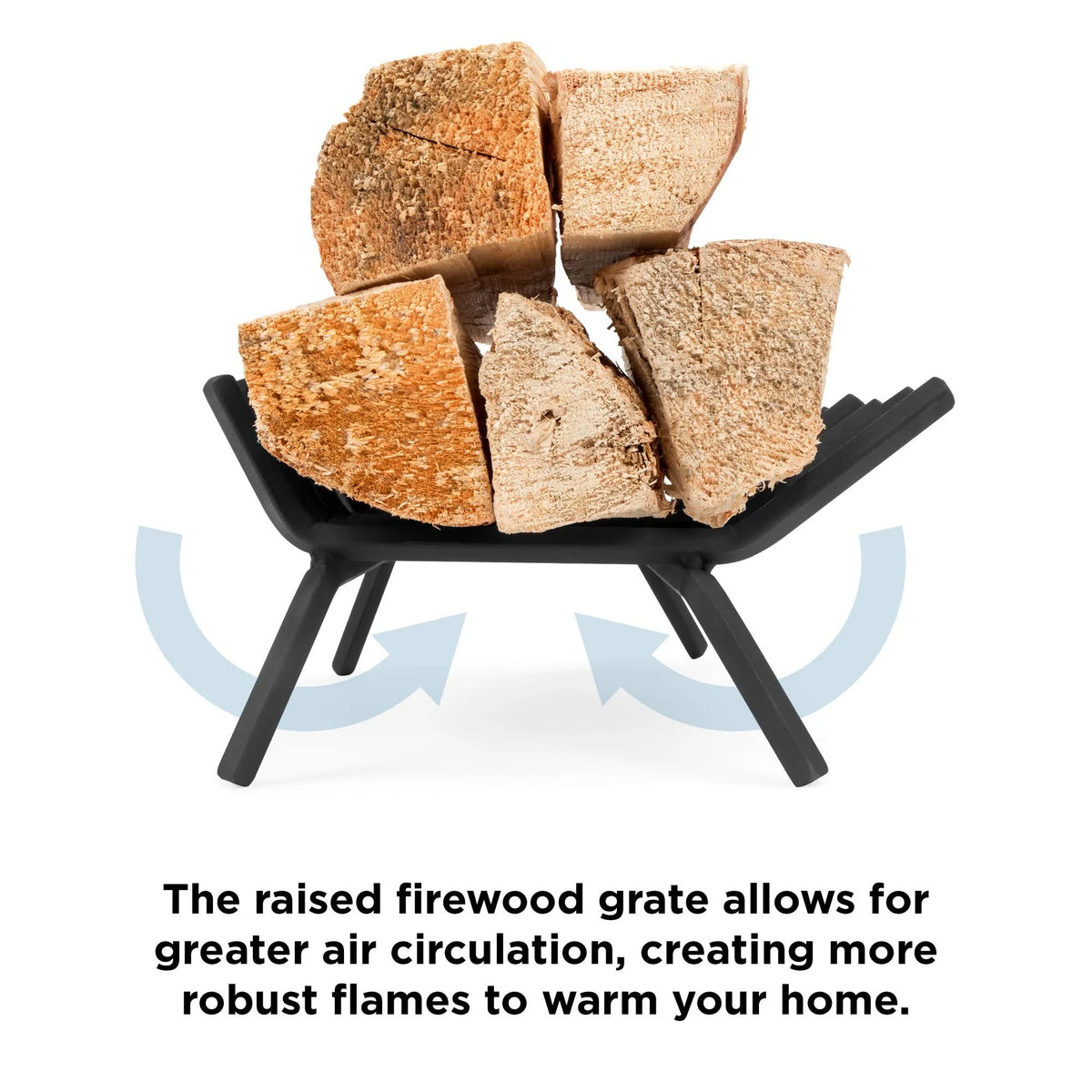 21-Inch Solid Steel Fireplace Grate Log Rack with Ash Catcher Tray A92699