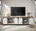White Wood TV Stand with Sliding Barn Door R100684