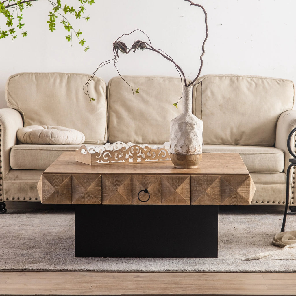 Square Retro Coffee Table with 2 Drawers P539