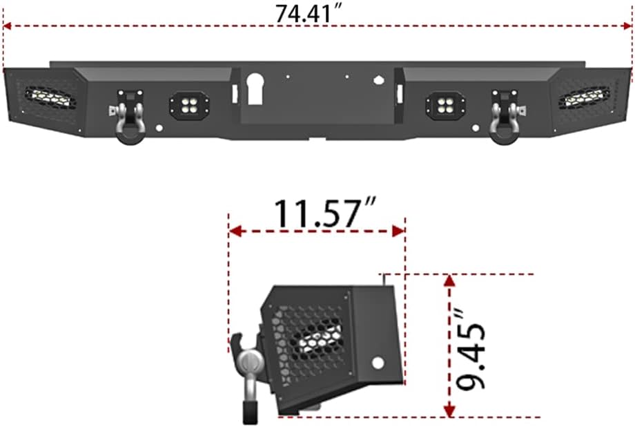 Black Texture Rear Bumper with 4 LED Lights X108362