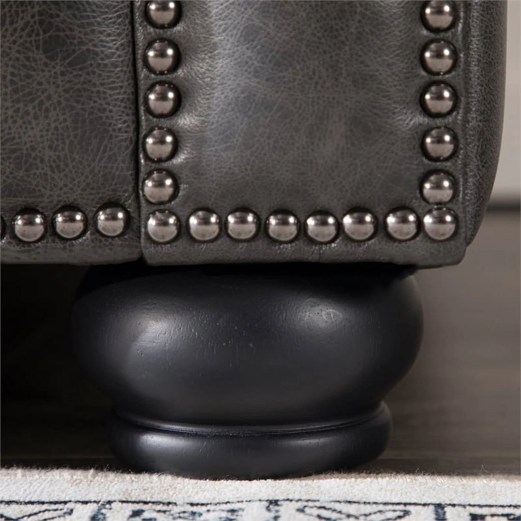 Grey Leather Chesterfield Sofa I9160